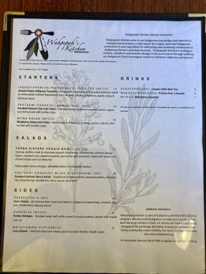 July 2023 Menu  at Wahpepah's Kitchen in Oakland
