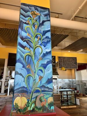 Inside mural and kitchen  at Wahpepah's Kitchen in Oakland