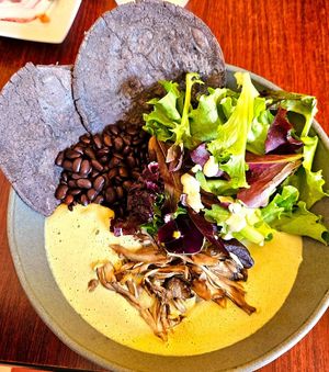 Wild native Mushroom pumpkin seed mole #Veganuary at Wahpepah's Kitchen in Oakland