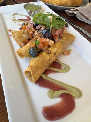 Sweet potato hibiscus taquitos   at Wahpepah's Kitchen in Oakland