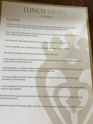 Lunch vegan menu  at Stobo Castle Health Spa - So Stobo in Peebles