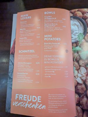 Menu at Cafe del Sol in Bayreuth
