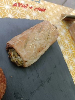 Spinach, vegan ricotta and pinenut rolls at The Nook in Durham