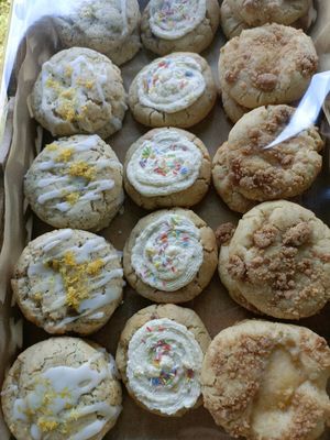 Cookies! Lemon curd and poppyseed, birthday cake and apple crumble at The Nook in Durham