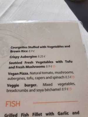 Current menu, December 2020 at Capri in Lanzarote