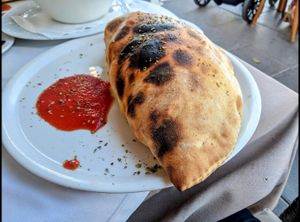 Vegan Calzone (vegan pizza on menu) at Capri in Lanzarote