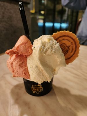 Strawberry and tropical gelato. at Anita Gelato in London