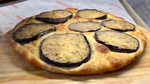 Eggplant focaccia  at La Focacceria Delle Noci Marco in Polignano A Mare