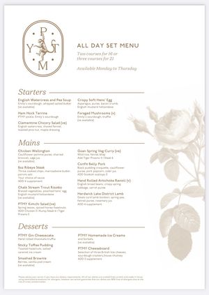 Mon - Thur menu August 2023  at Pleased to Meet You in Morpeth