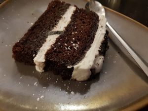 Vegan oreo cookie and cream cake at Pizza Piccolo in South West London