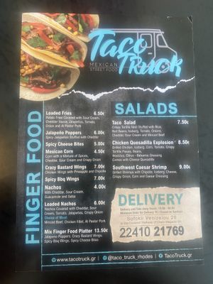 Menu 1, May 2023  at Taco Truck in Rhodes