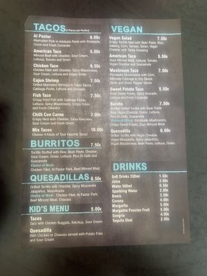 Menu 2, May 2023  at Taco Truck in Rhodes