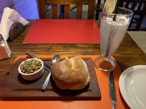Appetizer and lemonade  at Pura Vida in El Calafate