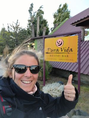 Outside the restaurant at Pura Vida in El Calafate
