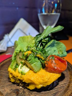 Vegan bruschetta at Pura Vida in El Calafate