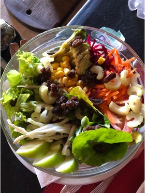 Salad without egg and added avocado  at Pura Vida in El Calafate