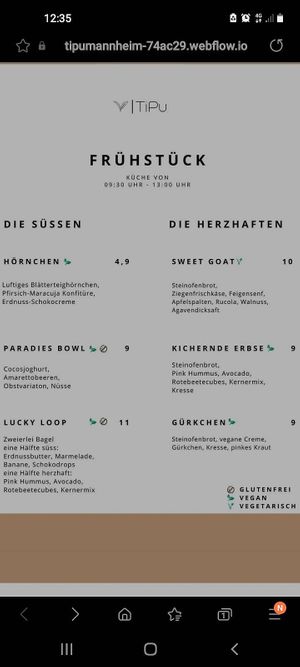 Frühstückskarte at Tipu in Mannheim