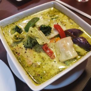 Vegetable Green Curry vegan and hot! at Rassame in Greensburg