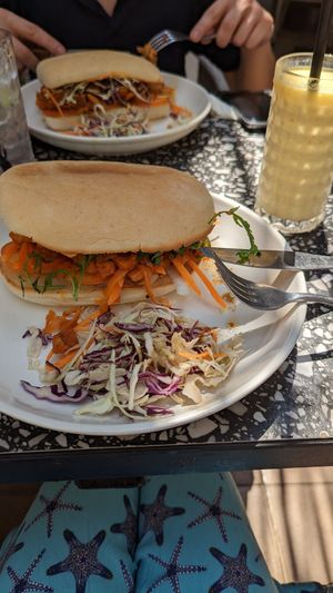 Tofu sandwich and jackfruit ciabatta at Planta in Phnom Penh