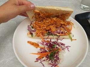 Bbq pulled jackfruit ciabatta. at Planta in Phnom Penh