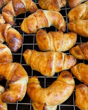 Homemade "kærnemælkshorn" (similar to croissants) at Café Hyggestund' in Birkeroed