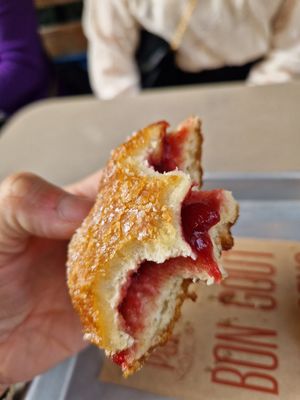 Fried Dough filled w jam at Origin - Coffee Shop Végétal in Strasbourg