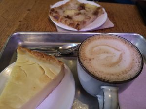 2nd visit on day 2. moccachino, cheesecake, tortilla at Origin - Coffee Shop Végétal in Strasbourg