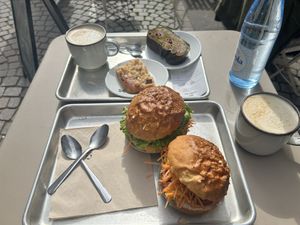 Breakfast sandwiches (which were unfortunately cold) and some pastries  at Origin - Coffee Shop Végétal in Strasbourg