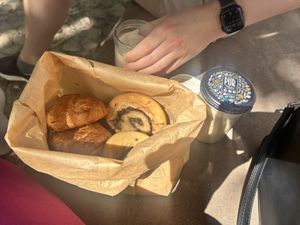 Some pastries and coffee to go we’ve enjoyed by the St Thomas church  at Origin - Coffee Shop Végétal in Strasbourg