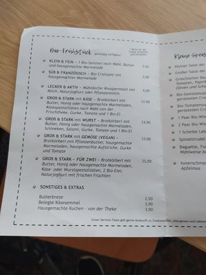 Frühstückskarte at MiLaMü Lebensmittel.punkt in Muehldorf