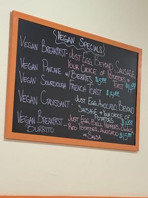 Dedicated vegan specials board    at Anna's Breakfast and Lunch Cafe in Henderson