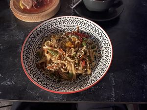 Udon noodles with vegetables  at Esushi in Chisinau
