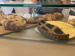 Vegan croissants and whole wheat vegan tarte  at Ca'Feteria in Venice