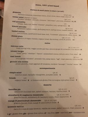 Current menu at Koko Green in Nice