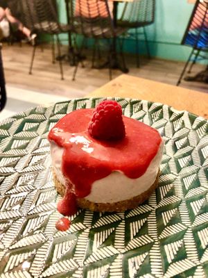 Raspberry and white chocolate cheesecake   at Koko Green in Nice