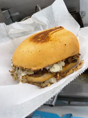 Media luna sandwich  at RiCoQui Plant-Based Street Food in Charlotte