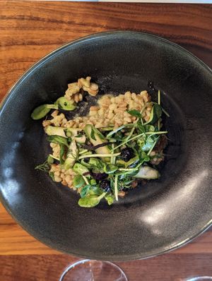 Farro risotto with blueberries at Freya in Detroit