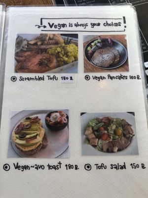 4 vegan options as well as some vegetarian options as well  at The Glass House in Koh Lanta