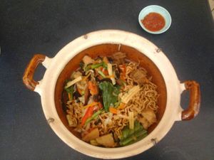 Claypot mee at Love Land Vegetarian in Bandar Baru Mukah