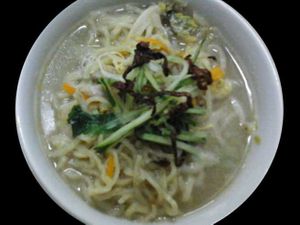 Lamian (hand-pulled wheat noodle) in soup at Love Land Vegetarian in Bandar Baru Mukah