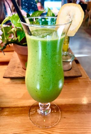 Kale, banana and nut smoothie  at One Life Kitchen and Café - D3 in Dubai