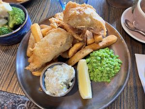 Fish and chips  at The Royal Castle in Dartmouth