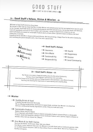 Menu  at Good Stuff Cafe & Eco Store in Amed