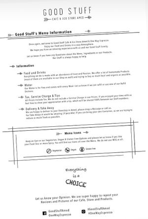 Menu  at Good Stuff Cafe & Eco Store in Amed