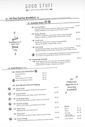 Menu  at Good Stuff Cafe & Eco Store in Amed