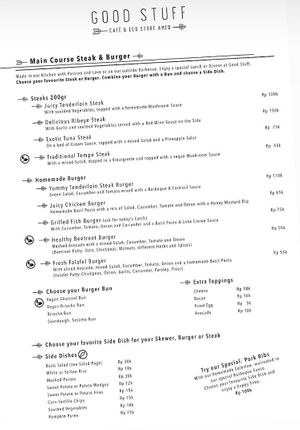 Menu  at Good Stuff Cafe & Eco Store in Amed