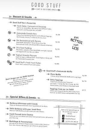 Menu  at Good Stuff Cafe & Eco Store in Amed