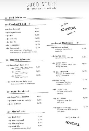 Menu  at Good Stuff Cafe & Eco Store in Amed