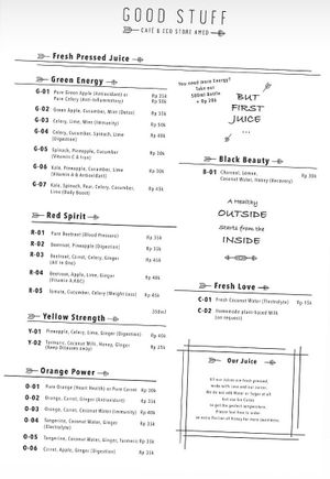 Menu  at Good Stuff Cafe & Eco Store in Amed