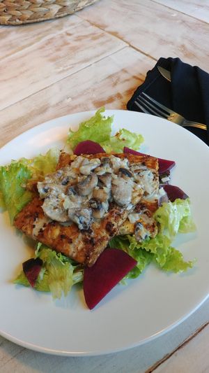 Tempe Steak... needs more salad + acid imho at Good Stuff Cafe & Eco Store in Amed